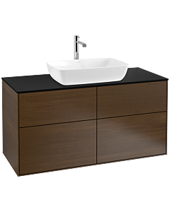 Villeroy und Boch Finion Waschtischunterschrank F79200GN 120x60,3cm, Abdeckplatte black matt, Walnut veneer
