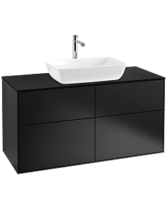 Villeroy und Boch Finion Waschtischunterschrank F79200PD 120x60,3cm, Abdeckplatte black matt, Black matt lacquer