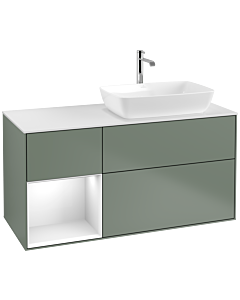 Villeroy und Boch Finion Villeroy und Boch Finion F801GFGM 120cm, cover plate white matt, shelves Glossy white lacquer, Olive Matt Lacquer