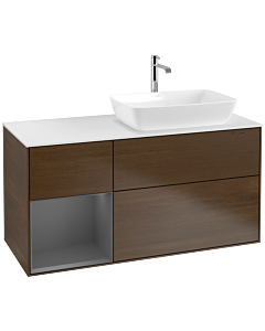 Villeroy und Boch Finion Villeroy und Boch Finion F801GKGN 120cm, cover plate white matt, shelves anthracite matt lacquer, walnut veneer