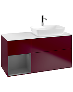 Villeroy und Boch Finion Villeroy und Boch F801GKHB 120cm, plaque de finition blanc mat, étagères laqué anthracite mat, Peony Matt