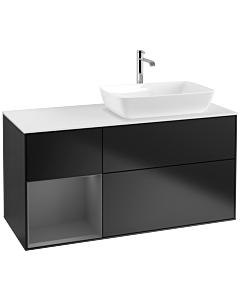 Villeroy und Boch Finion Villeroy und Boch Finion F801GKPD 120cm, cover plate white matt, shelves anthracite matt lacquer, black matt lacquer