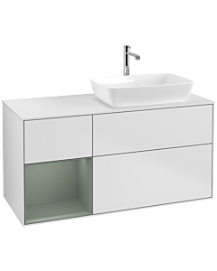 Villeroy und Boch Finion Villeroy und Boch Finion F801GMMT 120cm, cover plate white matt, shelves olive matt lacquer, white matt lacquer