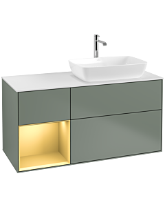 Villeroy und Boch Finion Villeroy und Boch Finion F801HFGM 120cm, cover plate white matt, shelves gold matt lacquer, Olive Matt Lacquer