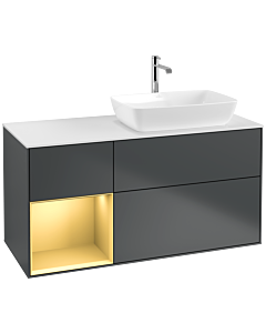 Villeroy und Boch Finion Villeroy und Boch Finion F801HFHG 120cm, cover plate white matt, shelves gold matt lacquer, midnight Blue Matt Lacquer