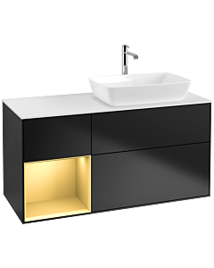 Villeroy und Boch Finion Villeroy und Boch Finion F801HFPD 120cm, cover plate white matt, shelves gold matt lacquer, black matt lacquer