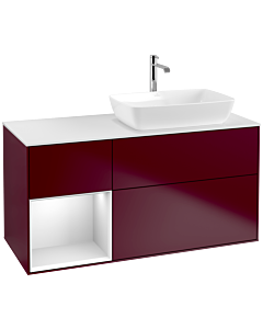 Villeroy und Boch Finion Villeroy und Boch F801MTHB 120cm, plaque de finition blanc mat, étagères laqué blanc mat, Peony Matt