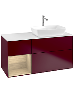 Villeroy und Boch Finion Waschtischunterschrank F801PCHB 120cm, Abdeckplatte white matt, Regale Oak Veneer, Peony Matt