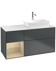 Villeroy und Boch Finion Villeroy und Boch Finion F801PCHG 120cm, cover plate white matt, shelves Oak Veneer , midnight Blue Matt Lacquer
