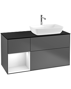 Villeroy und Boch Finion Villeroy und Boch Finion F802GFGK 120cm, cover plate black matt, shelves Glossy white lacquer, anthracite matt