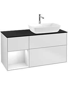 Villeroy und Boch Finion Villeroy und Boch Finion F802GFMT 120cm, cover plate black matt, shelves Glossy white lacquer, white matt lacquer