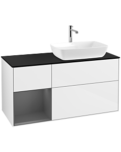 Villeroy und Boch Finion Villeroy und Boch Finion F802GKGF 120cm, cover plate black matt, shelves anthracite matt lacquer, glossy white lacquer
