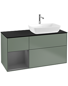 Villeroy und Boch Finion Villeroy und Boch Finion F802GKGM 120cm, cover plate black matt, shelves anthracite matt lacquer, Olive Matt Lacquer