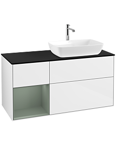 Villeroy und Boch Finion Villeroy und Boch Finion F802GMGF 120cm, cover plate black matt, shelves olive matt lacquer, glossy white lacquer