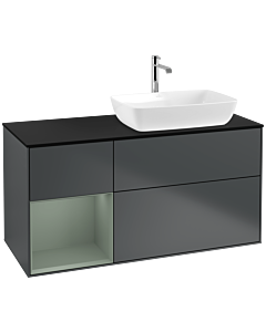 Villeroy und Boch Finion Villeroy und Boch Finion F802GMHG 120cm, cover plate black matt, shelves olive matt lacquer, midnight Blue Matt Lacquer