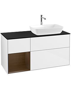Villeroy und Boch Finion Villeroy und Boch Finion F802GNGF 120cm, cover plate black matt, shelves Walnut Veneer , glossy white lacquer