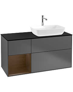 Villeroy und Boch Finion Villeroy und Boch F802GNGK 120cm, plaque de finition noir mat, étagères Walnut Veneer , anthracite mat