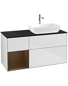 Villeroy und Boch Finion Villeroy und Boch Finion F802GNMT 120cm, cover plate black matt, shelves Walnut Veneer , white matt lacquer