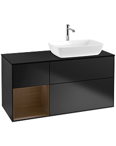 Villeroy und Boch Finion Villeroy und Boch Finion F802GNPD 120cm, cover plate black matt, shelves Walnut Veneer , black matt lacquer