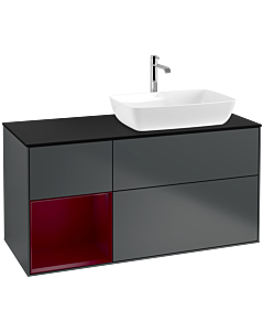 Villeroy und Boch Finion Villeroy und Boch Finion F802HBHG 120cm, cover plate black matt, shelves Peony matt lacquer, midnight Blue Matt Lacquer
