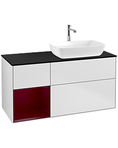 Villeroy und Boch Finion Villeroy und Boch Finion F802HBMT 120cm, cover plate black matt, shelves Peony matt lacquer, white matt lacquer