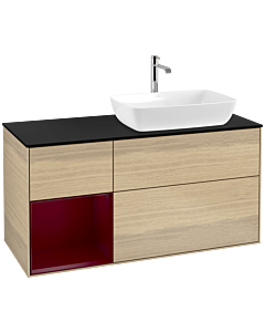 Villeroy und Boch Finion Villeroy und Boch Finion F802HBPC 120cm, cover plate black matt, shelves Peony matt lacquer, Oak Veneer