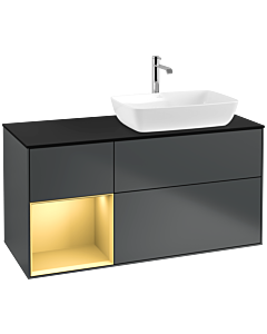 Villeroy und Boch Finion Villeroy und Boch Finion F802HFHG 120cm, cover plate black matt, shelves gold matt lacquer, midnight Blue Matt Lacquer