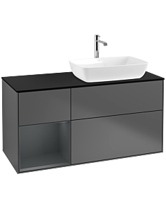 Villeroy und Boch Finion Villeroy und Boch F802HGGK 120cm, plaque de finition noir mat, étagères Laque mat minuit, Anthracite mat