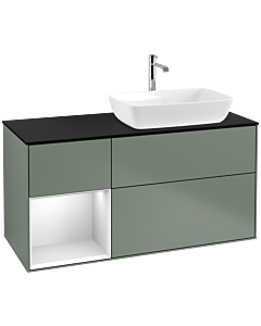 Villeroy und Boch Finion Villeroy und Boch Finion F802MTGM 120cm, cover plate black matt, shelves white matt lacquer, Olive Matt Lacquer