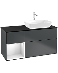 Villeroy und Boch Finion Villeroy und Boch Finion F802MTHG 120cm, cover plate black matt, shelves white matt lacquer, midnight Blue Matt Lacquer