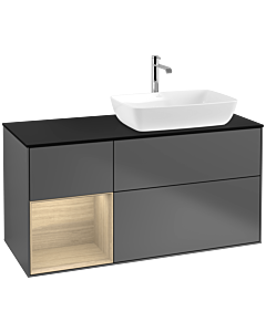 Villeroy und Boch Finion Villeroy und Boch Finion F802PCGK 120cm, cover plate black matt, shelves Oak Veneer , anthracite matt