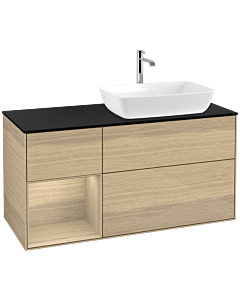 Villeroy und Boch Finion Villeroy und Boch F802PCPC 120cm, plaque de finition noir mat, étagères Oak Veneer , Oak Veneer