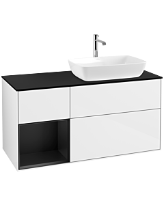 Villeroy und Boch Finion Villeroy und Boch Finion F802PDGF 120cm, cover plate black matt, shelves black matt lacquer, glossy white lacquer
