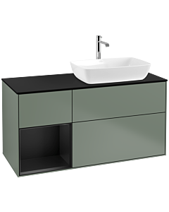 Villeroy und Boch Finion Villeroy und Boch Finion F802PDGM 120cm, cover plate black matt, shelves black matt lacquer, Olive Matt Lacquer