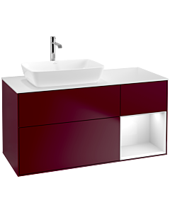 Villeroy und Boch Finion Villeroy und Boch F811GFHB 120cm, couvercle blanc mat, étagères laqué blanc brillant, Peony Matt