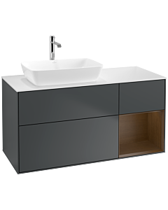 Villeroy und Boch Finion Villeroy und Boch Finion F811GNHG 120cm, cover plate white matt, shelves Walnut Veneer , midnight Blue Matt Lacquer