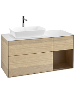 Villeroy und Boch Finion Villeroy und Boch F811GNPC 120cm, plaque de finition blanc mat, étagères Walnut Veneer , Oak Veneer