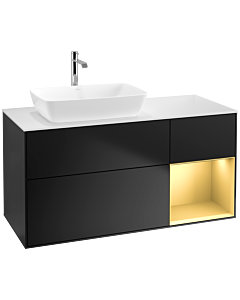 Villeroy und Boch Finion Villeroy und Boch Finion F811HFPD 120cm, cover plate white matt, shelves gold matt lacquer, black matt lacquer