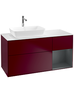 Villeroy und Boch Finion Villeroy und Boch F811HGHB 120cm, plaque de finition blanc mat, étagères laqué mat minuit, Peony Matt