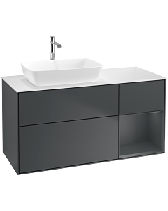 Villeroy und Boch Finion Waschtischunterschrank F811HGHG 120cm, Abdeckplatte white matt, Regale Midnight matt lacquer, Midnight Blue Matt Lacquer