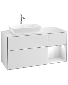 Villeroy und Boch Finion Waschtischunterschrank F811MTMT 120cm, Abdeckplatte white matt, Regale White matt lacquer, White matt lacquer