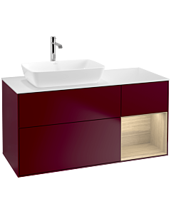 Villeroy und Boch Finion Waschtischunterschrank F811PCHB 120cm, Abdeckplatte white matt, Regale Oak Veneer, Peony Matt