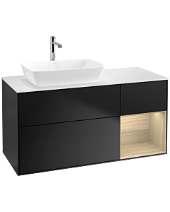 Villeroy und Boch Finion Villeroy und Boch F811PCPD 120cm, plaque de recouvrement blanc mat, étagères Oak Veneer , laqué noir mat