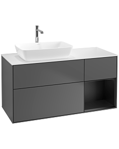 Villeroy und Boch Finion Villeroy und Boch Finion F811PDGK 120cm, cover plate white matt, shelves black matt lacquer, anthracite matt