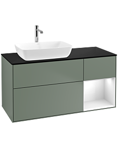 Villeroy und Boch Finion Villeroy und Boch Finion F812GFGM 120cm, cover plate black matt, shelves Glossy white lacquer, Olive Matt Lacquer