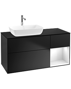 Villeroy und Boch Finion Villeroy und Boch Finion F812GFPD 120cm, cover plate black matt, shelves Glossy white lacquer, black matt lacquer