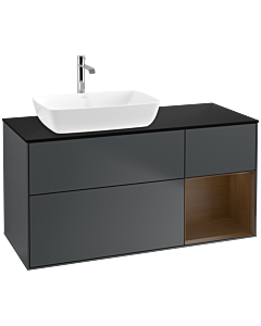 Villeroy und Boch Finion Villeroy und Boch F812GNHG 120cm, plaque de finition noir mat, étagères Walnut Veneer , Midnight Blue Matt Lacquer