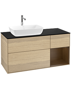 Villeroy und Boch Finion Villeroy und Boch F812GNPC 120cm, plaque de finition noir mat, étagères Walnut Veneer , Oak Veneer