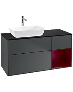 Villeroy und Boch Finion Villeroy und Boch F812HBHG 120cm, plaque de finition noir mat, étagères Peony laqué mat, Midnight Blue Matt Lacquer