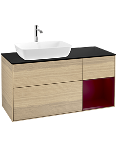 Villeroy und Boch Finion Villeroy und Boch Finion F812HBPC 120cm, cover plate black matt, shelves Peony matt lacquer, Oak Veneer